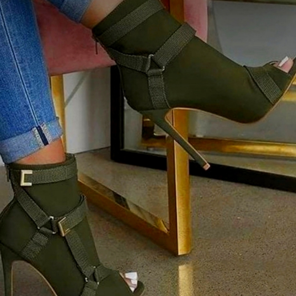 NWT Olive Green Open toe Booties
